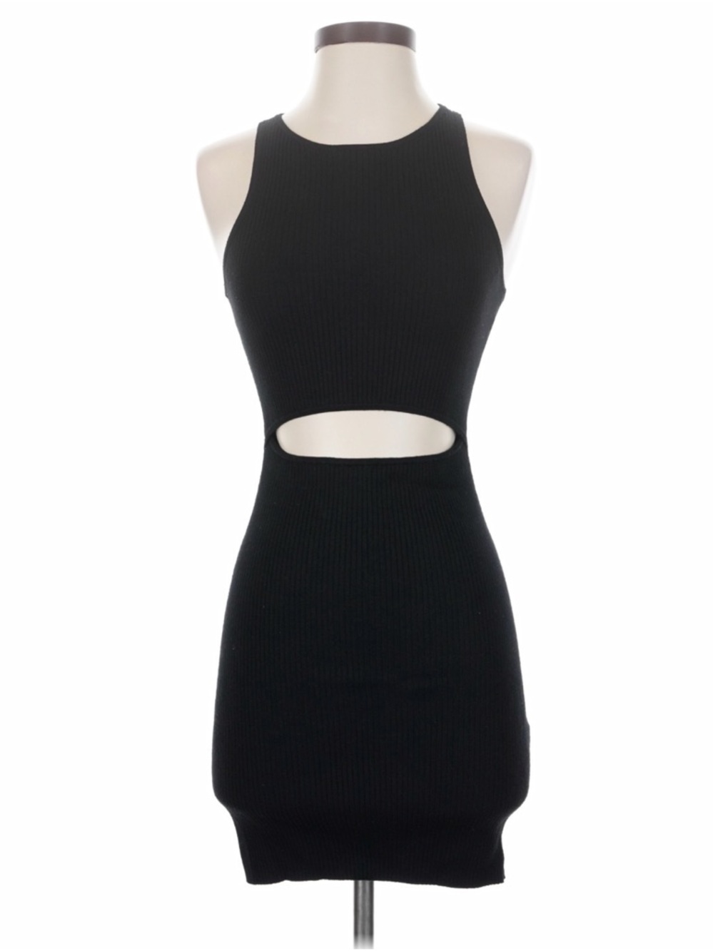 Aritzia Wilfred XS Women's Black Cutout Rib Knit Dress